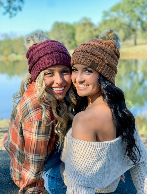 CC Beanie Fur Pom-Pom Beanie Jolie Vaughan | Online Clothing Boutique near Baton Rouge, LA