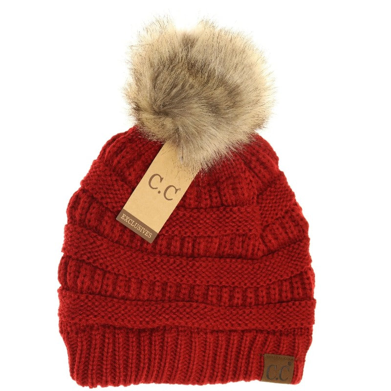 CC Beanie Fur Pom-Pom Beanie Jolie Vaughan | Online Clothing Boutique near Baton Rouge, LA