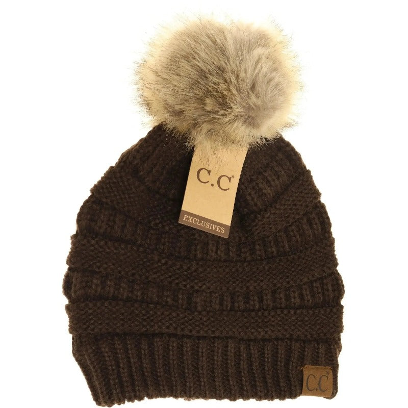 CC Beanie Fur Pom-Pom Beanie Jolie Vaughan | Online Clothing Boutique near Baton Rouge, LA