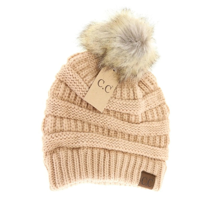 CC Beanie Fur Pom-Pom Beanie Jolie Vaughan | Online Clothing Boutique near Baton Rouge, LA