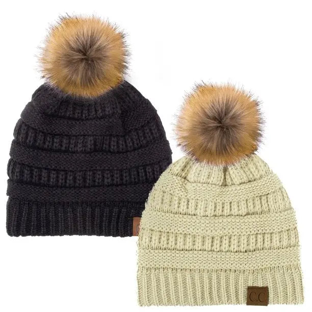 CC Beanie Fur Pom-Pom Beanie Jolie Vaughan | Online Clothing Boutique near Baton Rouge, LA