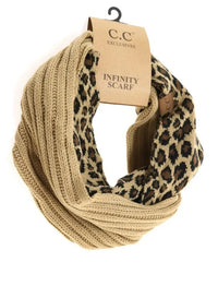 CC Beanie Ribbed Knit 2-Tone Leopard Print Infinity Scarf Jolie Vaughan | Online Clothing Boutique near Baton Rouge, LA