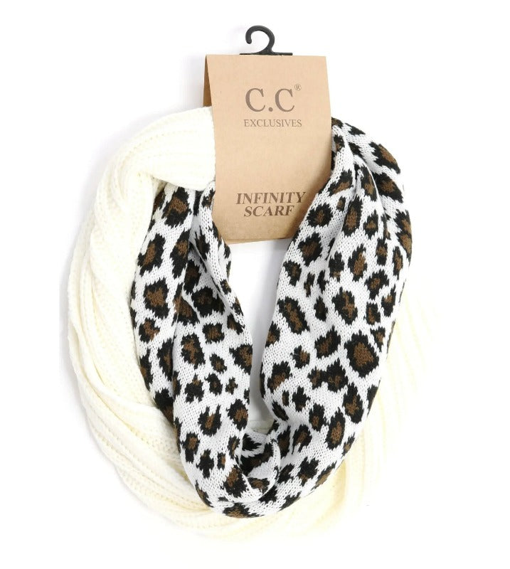CC Beanie Ribbed Knit 2-Tone Leopard Print Infinity Scarf Jolie Vaughan | Online Clothing Boutique near Baton Rouge, LA