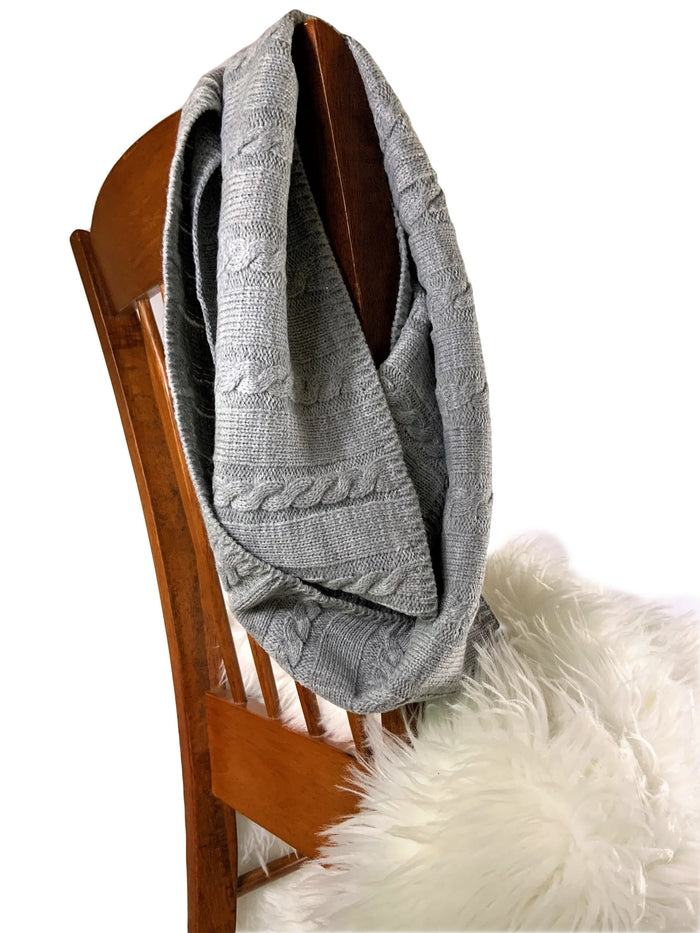 Cable-Knit Infinity Scarf - Grey Jolie Vaughan | Online Clothing Boutique near Baton Rouge, LA