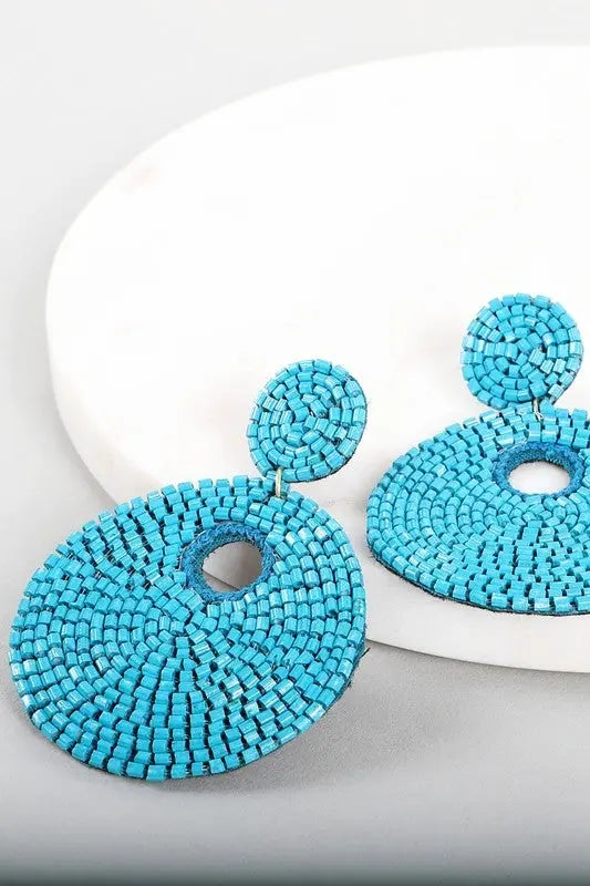 Circular Seed Bead Post Earrings Jolie Vaughan | Online Clothing Boutique near Baton Rouge, LA