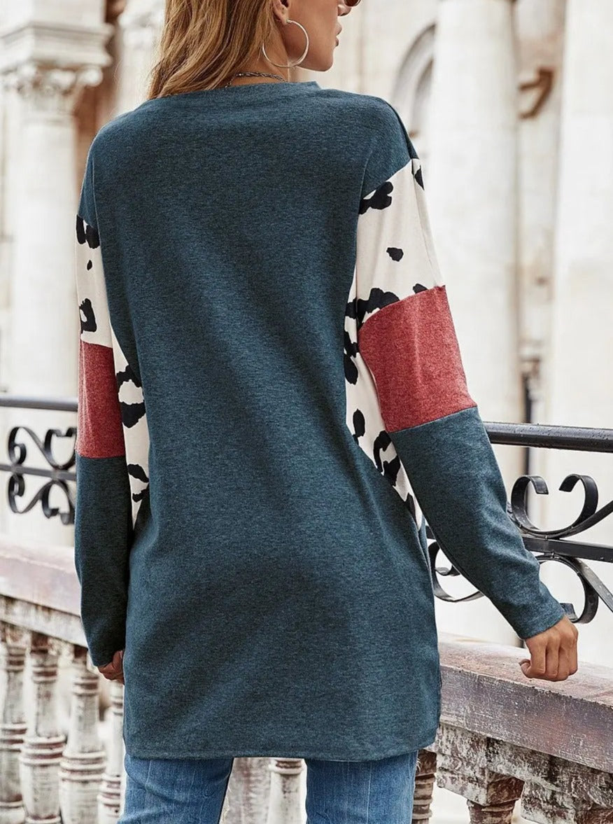 Contrast Print Dolman Sweater Jolie Vaughan | Online Clothing Boutique near Baton Rouge, LA