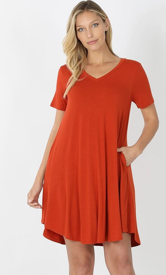 V-Neck Pocket T-Shirt Dress | Dresses for Mature Women Jolie Vaughan Boutique V-Neck Pocket T-Shirt Dress | Dresses for Mature Women Jolie Vaughan Boutique