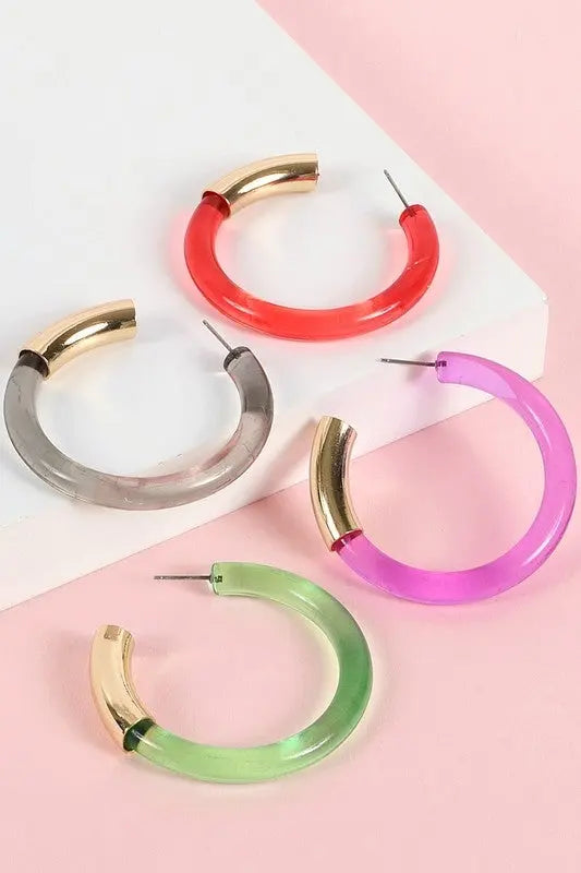 Disco Days Lucite Hoop Earrings Jolie Vaughan | Online Clothing Boutique near Baton Rouge, LA