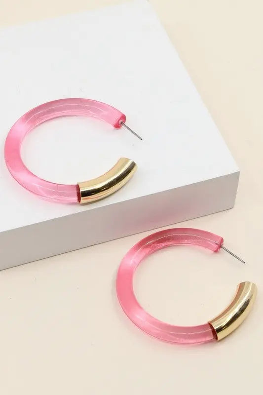 Disco Days Lucite Hoop Earrings Jolie Vaughan | Online Clothing Boutique near Baton Rouge, LA