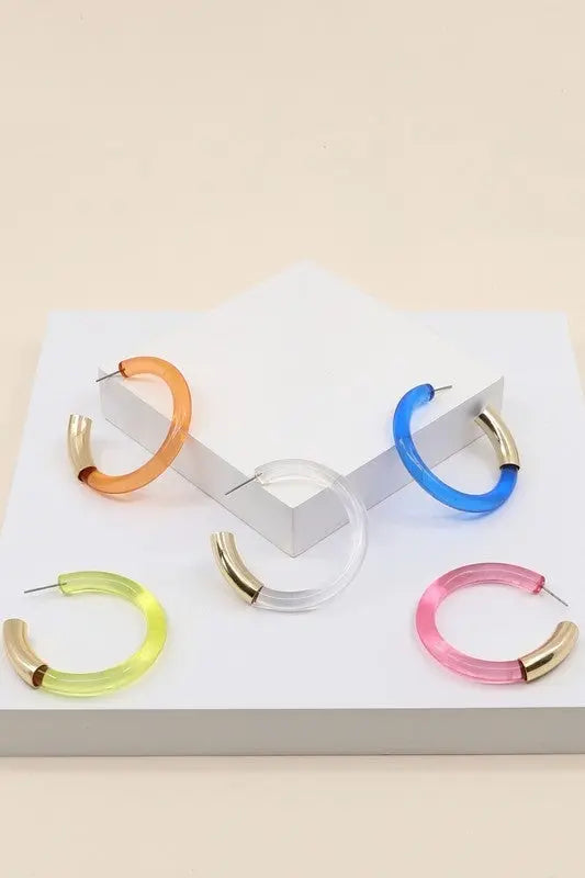 Disco Days Lucite Hoop Earrings Jolie Vaughan | Online Clothing Boutique near Baton Rouge, LA