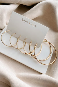 Gold 3-Piece Hoop Earrings Set (Texture & Pattern Mix)