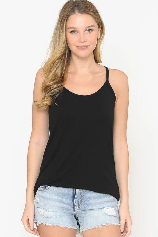 Women's Stretchy Spaghetti Strap Long Tank Top - Layering Camisole Mini Dress (One Size)