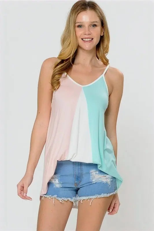 Flowy Color-Block Asymmetrical Hem Tank Jolie Vaughan | Online Clothing Boutique near Baton Rouge, LA