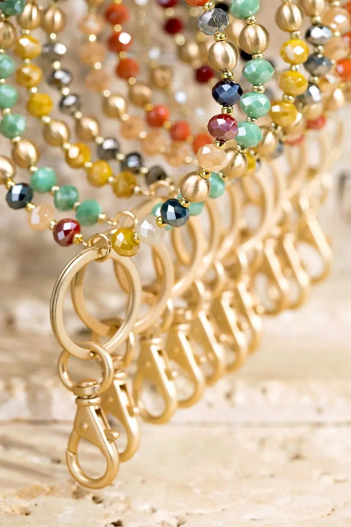 Glass Beaded Beauty Key Ring Bracelet Jolie Vaughan | Online Clothing Boutique near Baton Rouge, LA