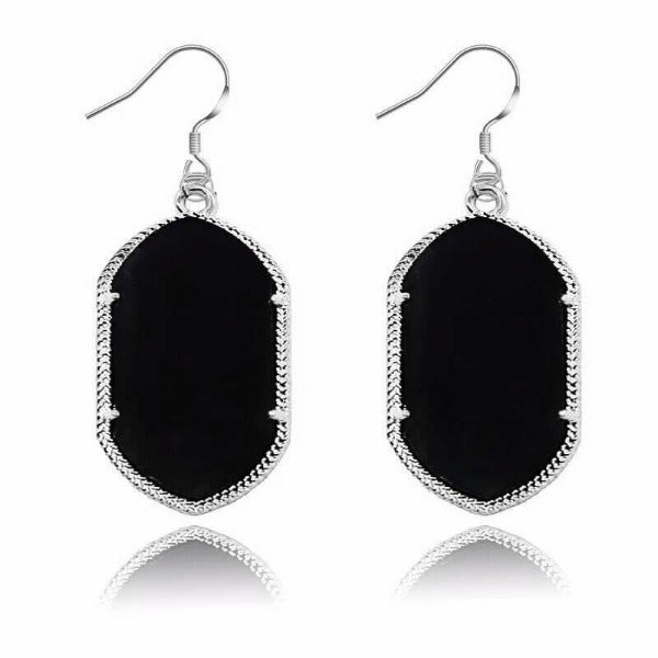 Druzy Sparkle Oblong Necklace & Earrings Set
