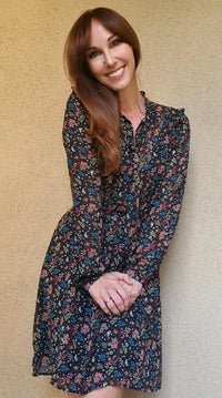 Harper Floral Ruffle Fit & Flare Tie-Neck Dress Jolie Vaughan | Online Clothing Boutique near Baton Rouge, LA