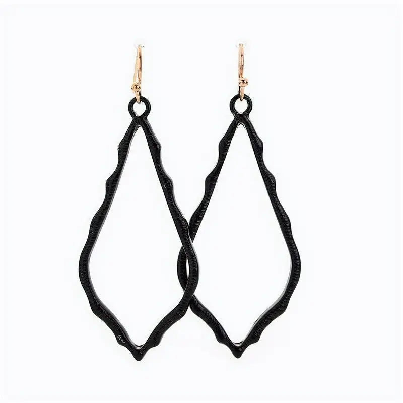 Hollow Waterdrop Dangle Earrings Jolie Vaughan | Online Clothing Boutique near Baton Rouge, LA, kendra scott, fashion designer, designer jewelry, fashion designer jewelry, 14k gold, gold, drop earrings, earrings, moroccan, silhouette, architecture, classic, alexandra, marrakech, marrakech collection, summer, summer 2014, summer collection, sophee, gifts for her, gifts for valentines day, valentines day, gifts for girlfriend, galentine gifts, kendra scott, black dangle earrings