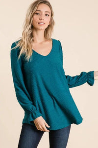 Isabella Swiss Dot Long Sleeve V-Neck Blouse Jolie Vaughan | Online Clothing Boutique near Baton Rouge, LA