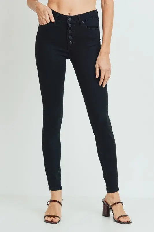 JUST USA Black Button Down Skinny Jeans – Jolie Vaughan Boutique