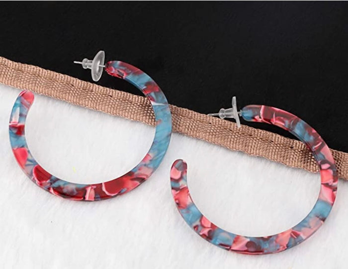 Multi-Color Tortoise Hoop Earrings Jolie Vaughan Mature Women's Clothing Online Boutique bright tortoise hoop earrings