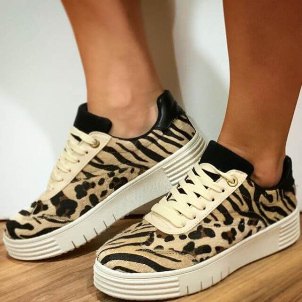 gekruld Anekdote middag Tiger-Leopard Combo Print Sneakers Shoes – Jolie Vaughan Mature Women's  Online Clothing Boutique
