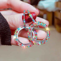 Rhinestone Double Hoop Earrings Jolie Vaughan Mature Women's Clothing Online Boutique
