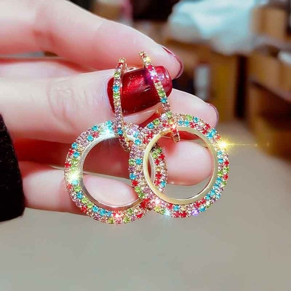Rhinestone Double Hoop Earrings Jolie Vaughan Mature Women's Clothing Online Boutique
