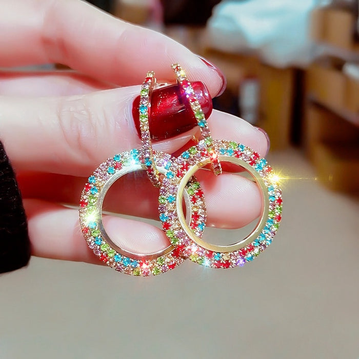 Rhinestone Double Hoop Earrings Jolie Vaughan Mature Women's Clothing Online Boutique