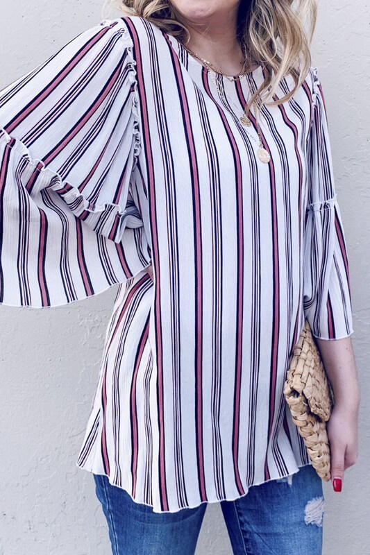 Striped Bell Sleeve Top