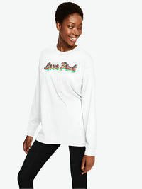 Victoria’s Secret PINK Rainbow Love Pink Bling Shirt Long Sleeve Jolie Vaughan Mature Women's Clothing Online Boutique