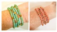 This set of 5 glass faceted beads in stretch bracelets is perfect!   Stretch and stack our casual, everyday bracelets with feminine flair. Wear them on their own or layer them to create your perfect look. Mix and match, stack them up or wear them alone- the possibilities are endless with this five pack of stretch bracelets!