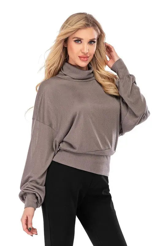 Laura High-Neck Hip-Hugger Balloon Sleeve Sweater Jolie Vaughan | Online Clothing Boutique near Baton Rouge, LA