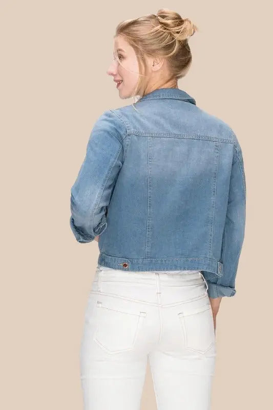 Pale blue denim jacket womens best sale