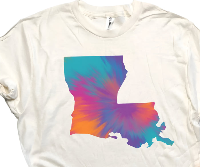 Louisiana Proud Tie-Dye Crewneck Tee Jolie Vaughan | Online Clothing Boutique near Baton Rouge, LA