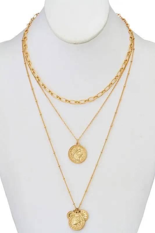 Multi-Layered Coin Pendant Necklace Jolie Vaughan | Online Clothing Boutique near Baton Rouge, LA