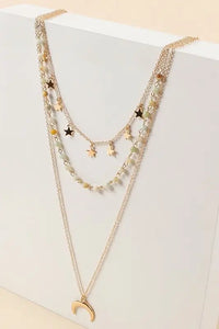 Multi Layered Half Moon Stars Stone Beads Necklace Jolie Vaughan | Online Clothing Boutique near Baton Rouge, LA