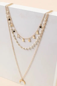 Multi Layered Half Moon Stars Stone Beads Necklace Jolie Vaughan | Online Clothing Boutique near Baton Rouge, LA