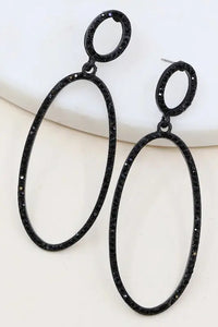 Oval-Shaped Rhinestone Accented Earrings Jolie Vaughan | Online Clothing Boutique near Baton Rouge, LA