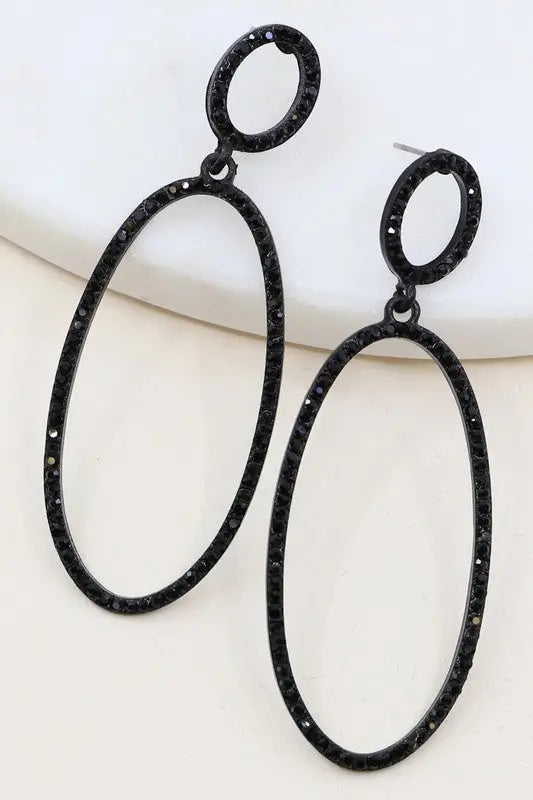 Oval-Shaped Rhinestone Accented Earrings Jolie Vaughan | Online Clothing Boutique near Baton Rouge, LA