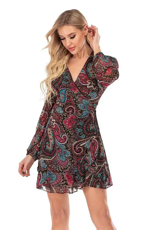 Paisley V-Neck Look-at-Me Wrap Dress Jolie Vaughan | Online Clothing Boutique near Baton Rouge, LA