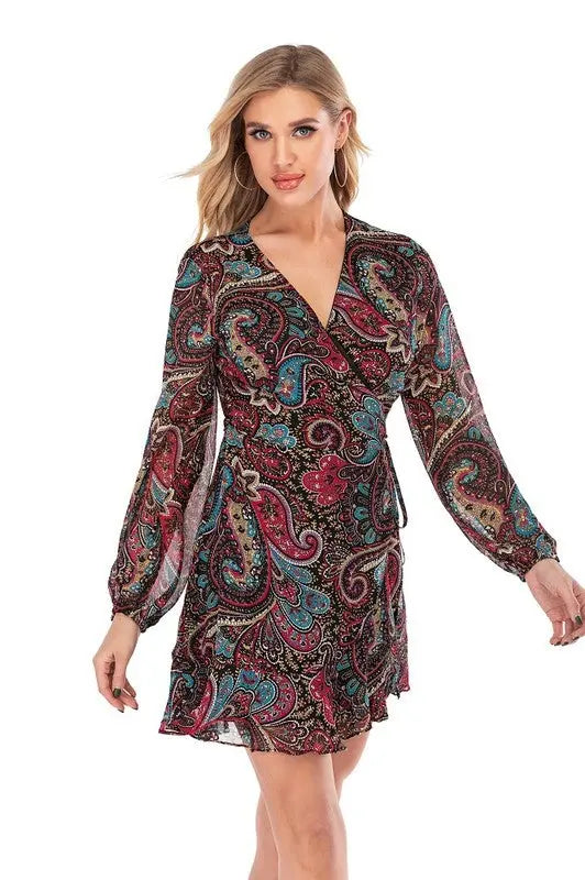 Paisley V-Neck Look-at-Me Wrap Dress Paisley V-Neck Look-at-Me Wrap Dress