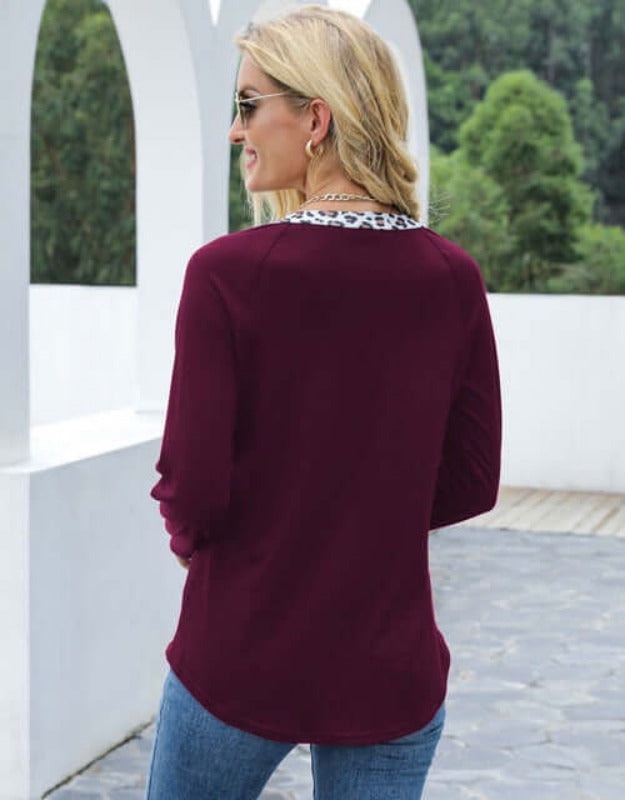 Long Sleeve Keyhole Contrast Pocket Tee Jolie Vaughan | Online Clothing Boutique near Baton Rouge, LA Leopard Print/Animal Print/Cheetah Print Pocket Tee