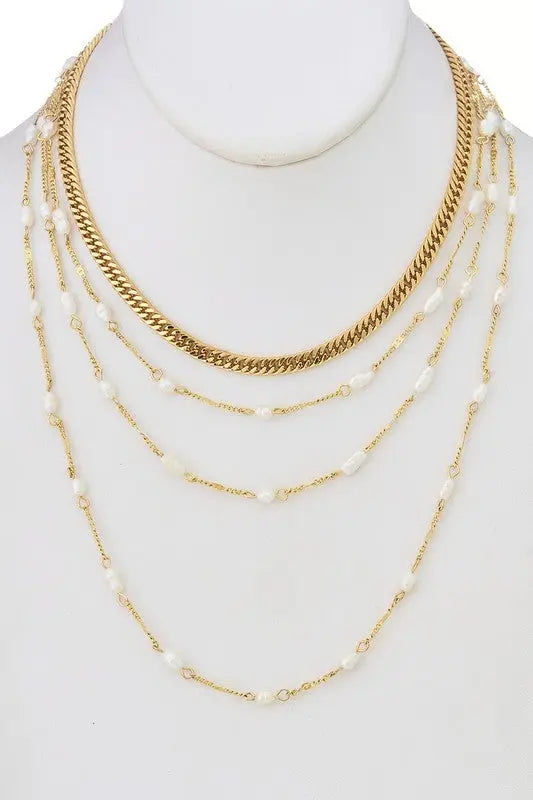Pearl & Gold Multi-Strand Necklace Jolie Vaughan | Online Clothing Boutique near Baton Rouge, LA