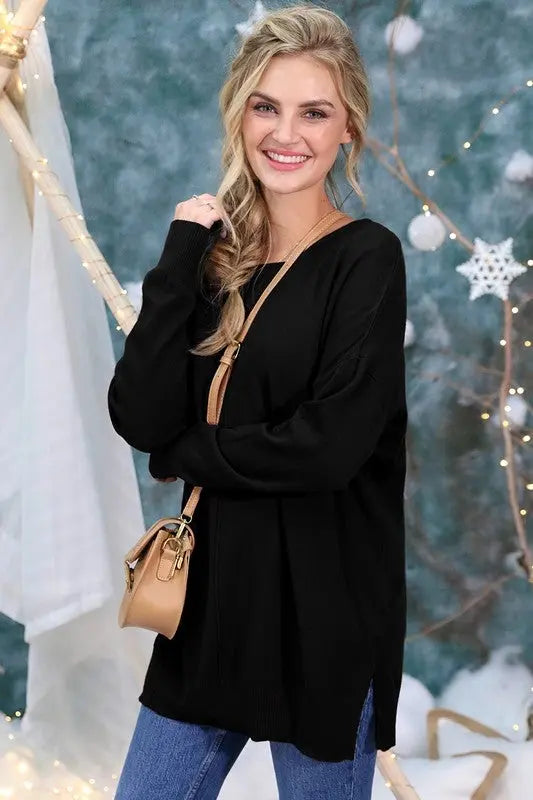 Black tunic sweater clearance dress