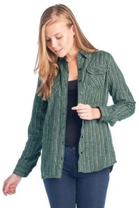 Quinn Casual Plaid Flannel Long-Sleeved Shirt Jolie Vaughan | Online Clothing Boutique near Baton Rouge, LA