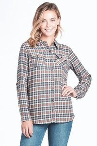 Quinn Casual Plaid Flannel Long-Sleeved Shirt Jolie Vaughan | Online Clothing Boutique near Baton Rouge, LA