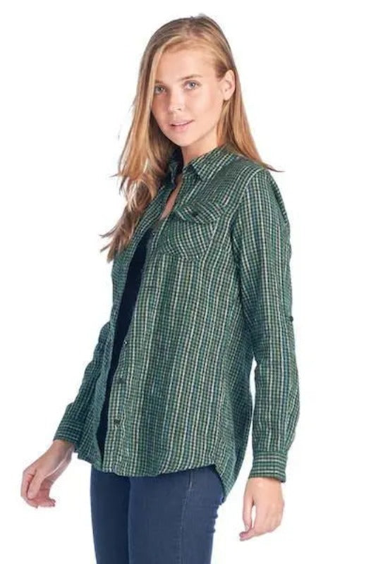 Quinn Casual Plaid Flannel Long-Sleeved Shirt Jolie Vaughan | Online Clothing Boutique near Baton Rouge, LA