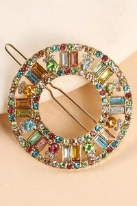 Rainbow Jewels Round Hair Clip Jolie Vaughan | Online Clothing Boutique near Baton Rouge, LA