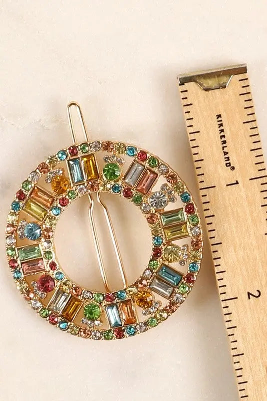 Rainbow Jewels Round Hair Clip Jolie Vaughan | Online Clothing Boutique near Baton Rouge, LA