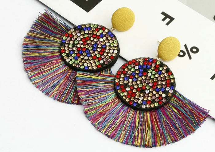 Razzle Dazzle Fan Tassel Statement Earrings Jolie Vaughan | Online Clothing Boutique near Baton Rouge, LA